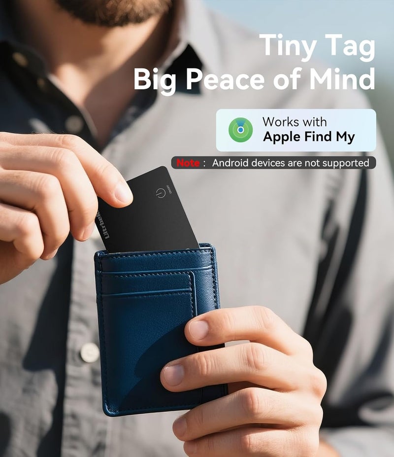 Ultrbeka Wallet Tracker Air Tag Slim Card 0.094in Bluetooth Tracker for Wallets, Passport, Work with Apple Find My, Wireless Charging, Card Locator- iOS Only [Apple MFi Certified] - 2pcs in 1 Box - Image 4
